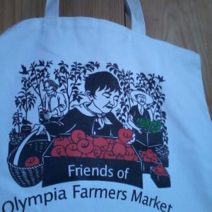 cotton tote bag with cover image of to "market to market"