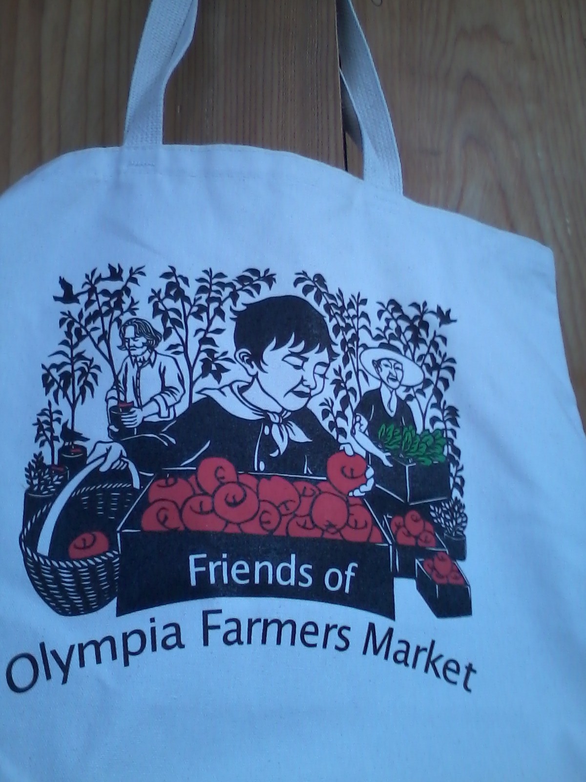 cotton tote bag with cover image of to "market to market"